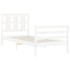vidaXL Рамка за легло с табла бяла Single масивна дървесина