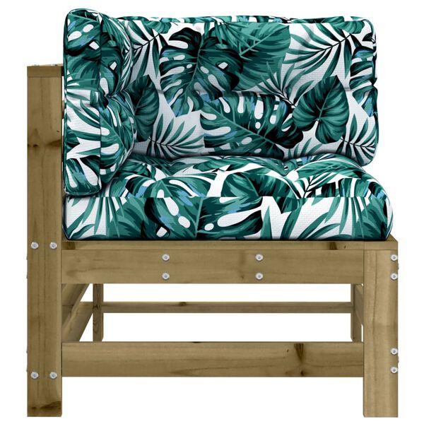 vidaXL Ъглов диван с възглавници, импрегнирано борово дърво