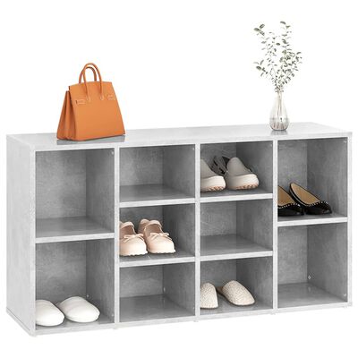 vidaXL Пейка за обувки, бетонно сива, 103x30x54,5 см, ПДЧ
