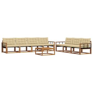 vidaXL Комплект дивани за открито 8 pcs Натурален и Бежов