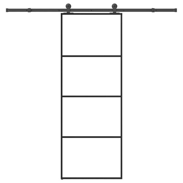 vidaXL Плъзгаща се врата с обков 76x205 см ESG стъкло и алуминий