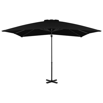 vidaXL Градински чадър чупещо рамо алуминиев прът черен 250x250 см