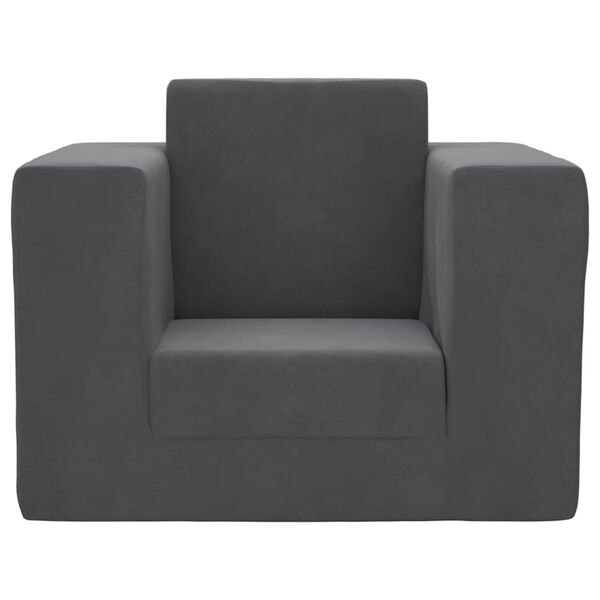 vidaXL Детски диван-легло антрацит мек плюш