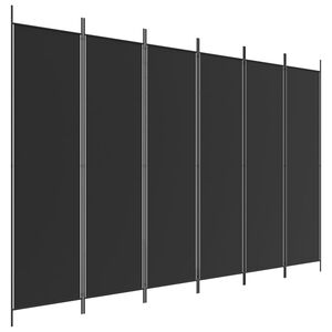 vidaXL Параван за стая, 6 панела, черен, 300x200 cм, плат