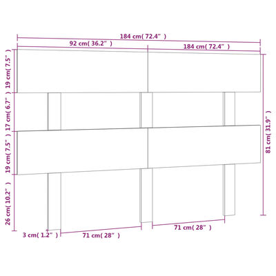 vidaXL Горна табла за легло, 184x3x81 см, бор масив