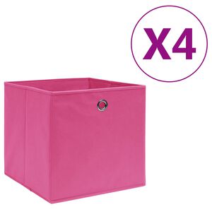 vidaXL Кутии за съхранение, 4 бр, нетъкан текстил, 28x28x28 см, розови