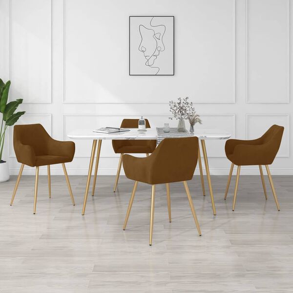 vidaXL Трапезни столове, 4 бр, кафяви, кадифе