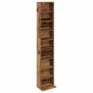 vidaXL Кабинет за CD Старо дърво 33 x 23,5 x 175 см