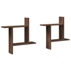 vidaXL Стенни рафтове, 2 бр, кафяв дъб, 50x12x50 см, инженерно дърво
