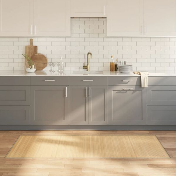 vidaXL Килим, правоъгълен, светъл натурален, 80x200 см, бамбук