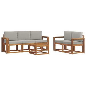 vidaXL Комплект дивани за открито 6 pcs Естествено и светло сиво