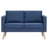 vidaXL 2-местен диван, текстил, син