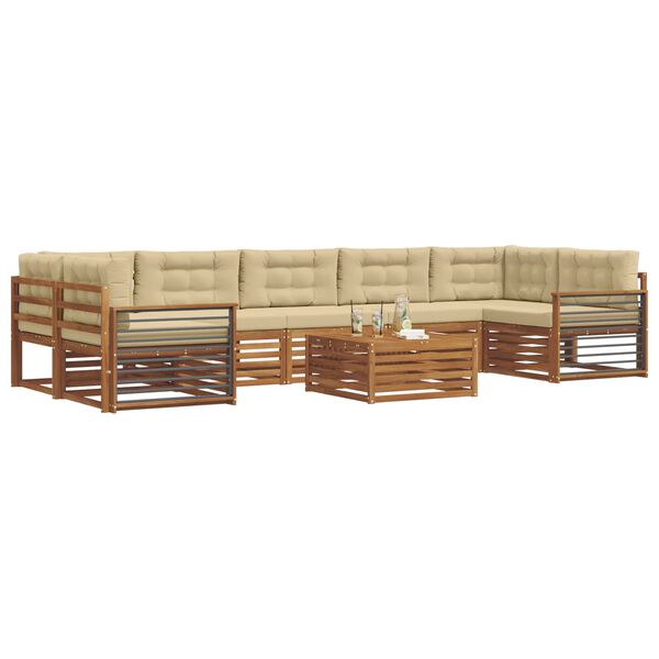 vidaXL Комплект дивани за открито 8 pcs Натурален и Бежов