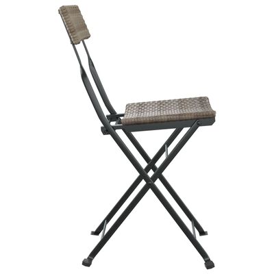 vidaXL Сгъваеми бистро столове, 2 бр, сиви, полиратан и стомана