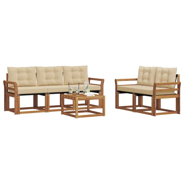 vidaXL Комплект дивани за открито 6 pcs Натурален и Бежов