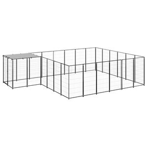 vidaXL Клетка за кучета, черна, 12,1 м&sup2;, стомана