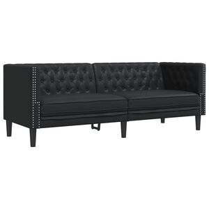 vidaXL Диван Chesterfield с 3 седалки от черна kunstnahast