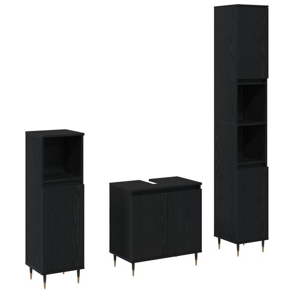 vidaXL Комплект за баня с врата 3 pcs Черния дъб 30 x 30 x 190 см