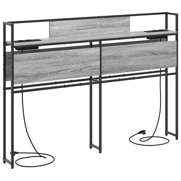 vidaXL Табла за съхранение с рафт Сив сонома 140 cm Инженерно дърво