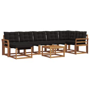 vidaXL Комплект дивани за открито 8 pcs Естествено и черно