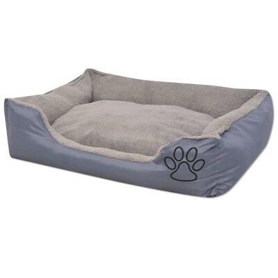 vidaXL Кучешко легло с подплатена възглавница, размер S, сиво