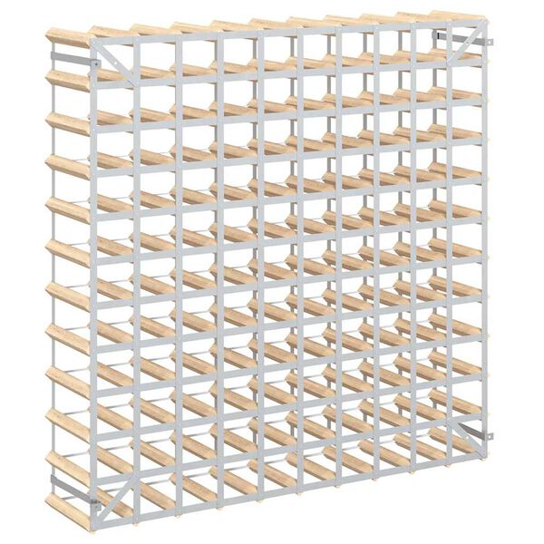 vidaXL Стойка за вино за 120 бутилки, масивна борова дървесина