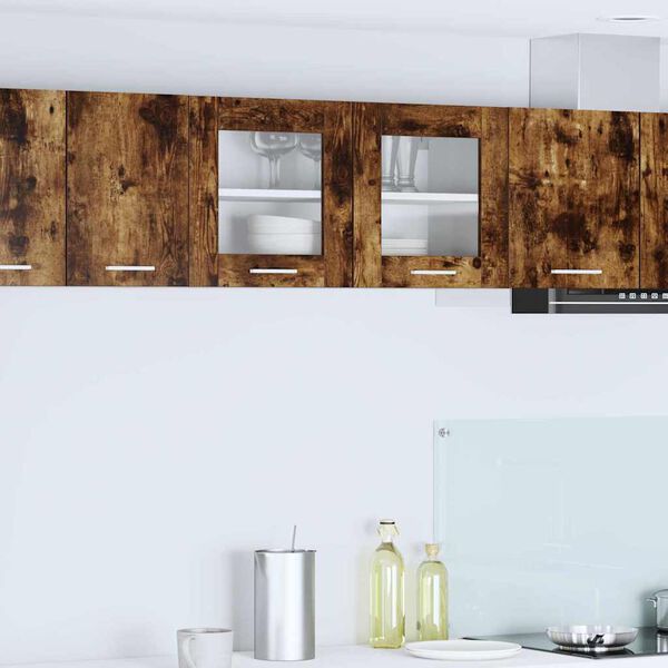 vidaXL Висящ шкаф Димящ дъб и бяло 80 x 31 x 40 см Инженерно дърво