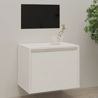 vidaXL Стенен шкаф, бял, 45x30x35 см, бор масив
