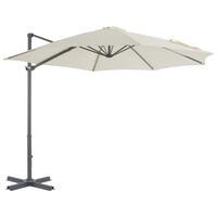 vidaXL Градински чадър чупещо рамо с алуминиев прът 300 см пясъчен