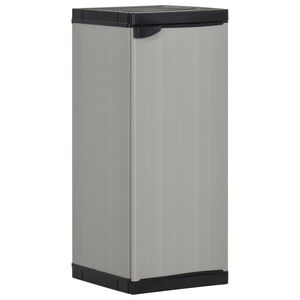 vidaXL Градински шкаф за съхранение с 1 рафт сиво-черен 35x40x85 см