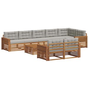vidaXL Комплект дивани за открито 9 pcs Естествено и светло сиво