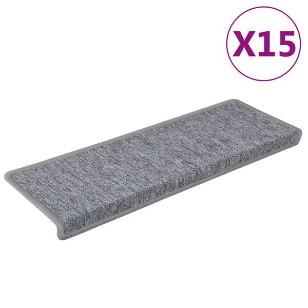 vidaXL Изтривалки за стълби 15 бр. 65x21x4 см светлосиви с правоъгълен кант