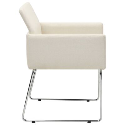 vidaXL Трапезни столове, 4 бр, имитация на лен, бели, текстил