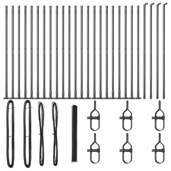 vidaXL Стълб за ограда. Сив 50 x 1,6 м (25 мм мрежа) Стомана и PVC