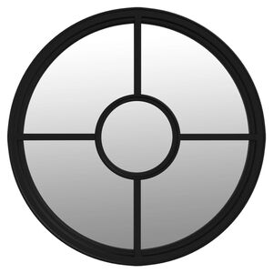 vidaXL Градинско огледало, черно, 60x4 см, желязо, кръгло, за открито