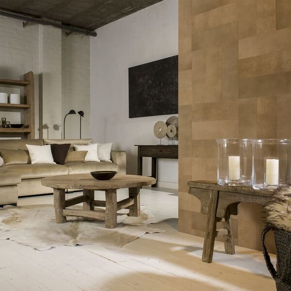 WallArt Кожени плочки Nathan, винтидж кафяво, 16 бр