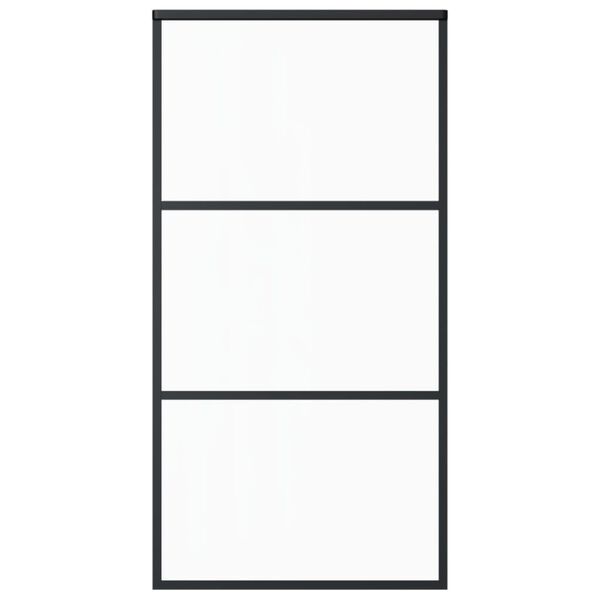 vidaXL Плъзгаща врата, ESG стъкло и алуминий, 102x205 см, черна