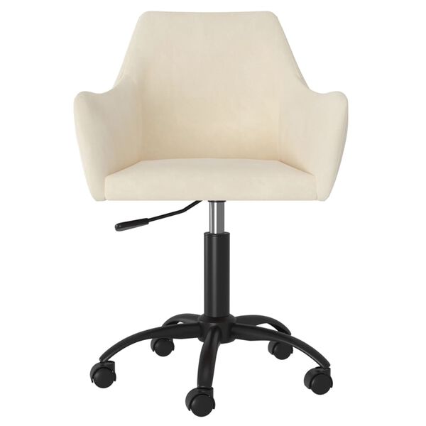 vidaXL Въртящи се трапезни столове, 4 бр, кремави, кадифе