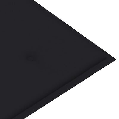 vidaXL Градинска пейка с черна възглавница, 120 см, тик масив