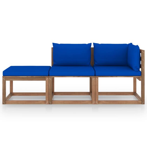 vidaXL Палетен комплект с възглавници, 3 части, импрегниран бор