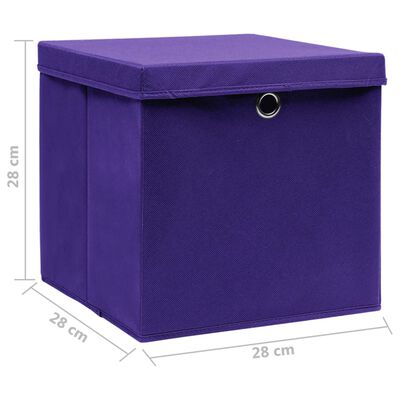 vidaXL Кутии за съхранение с капаци 4 бр 28x28x28 см лилави