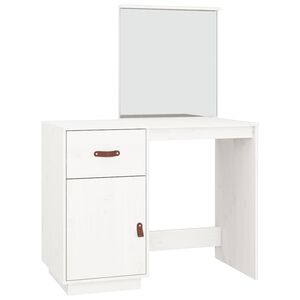 vidaXL Тоалетка, Бял, 95x50x134 см, борово дърво масив