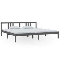 vidaXL Рамка за легло, сива, дърво масив, 200x200 см