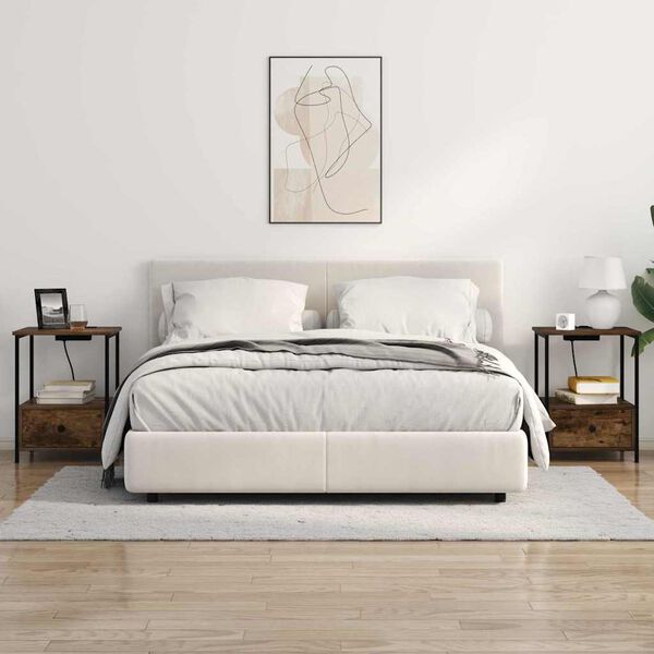 vidaXL Нощен шкаф с чекмедже Димян дъб 42 x 41 x 56 см Инженерно дърво