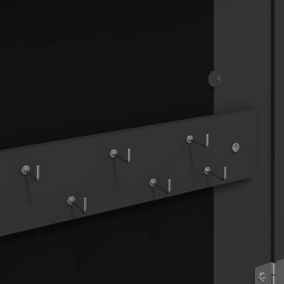 vidaXL Огледален шкаф за бижута с LED осветление, свободностоящ, черен