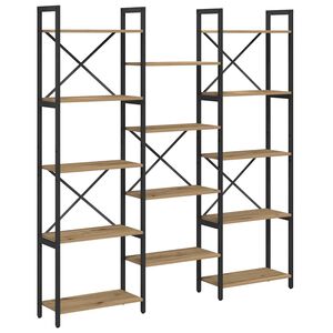 vidaXL Рафт за книги 156 x 25 x 167 см Инженерна дървесина Дъб