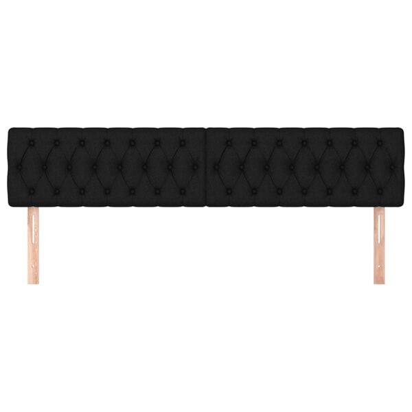 vidaXL Табла за легло, черна, 200x7x78/88 см, плат