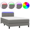 vidaXL Боксспринг легло с матрак и LED, тъмносиво, 120x190 см, плат