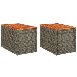 vidaXL Градински масички 2 бр сиви 55x34x37 см полиратан дърво масив
