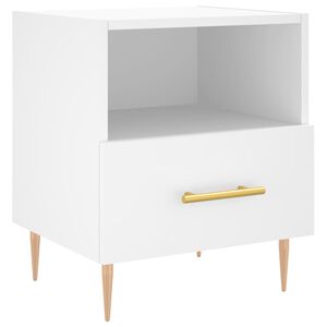 vidaXL Нощно шкафче, бяло, 40x35x47,5 см, инженерно дърво